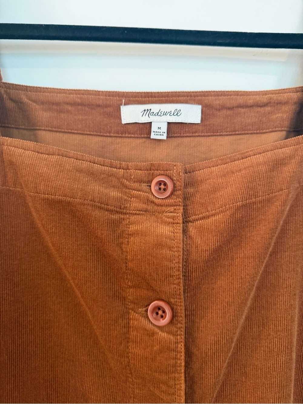 Madewell Rust Corduroy Eyelet Hem Button-Front Blouse - Picture 2 of 5